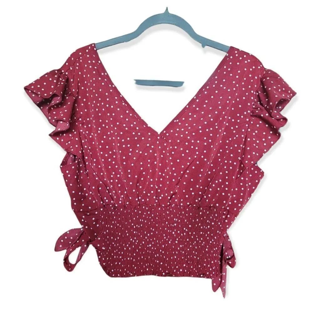 Shein crop top polka-dot blouse